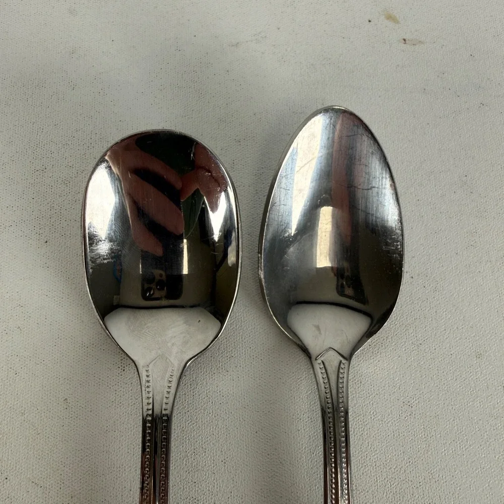 Oneida COUNTESS Stainless MISC SPOON Glossy Beaded Silverware Flatware Set 2